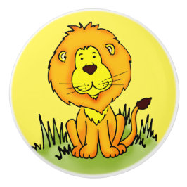 キッズイエローライオングラフィックスケッチドアノブ セラミックノブ