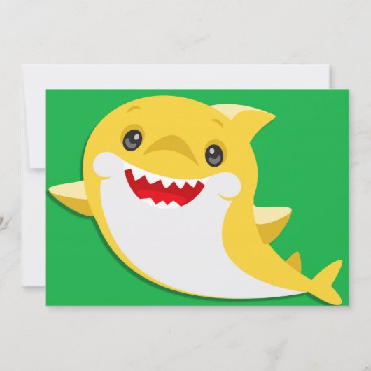 キッズイエローレインボーシャーク誕生日写真 招待状 (裏面)