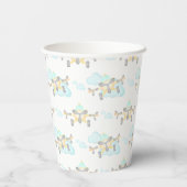 キッズイエロー航空飛んでいる誕生日 紙コップ (裏面)