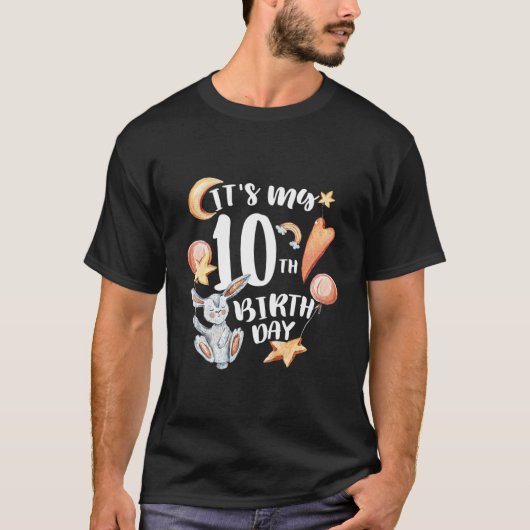 キッズイッツマイ10誕生日ハッピーバースデーバニーGIF Tシャツ (正面)