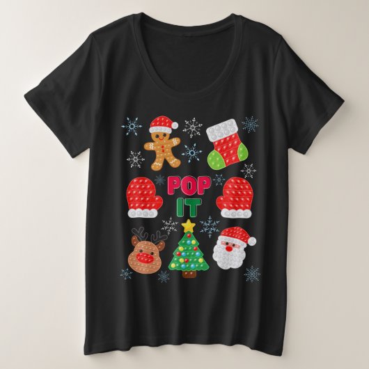 キッズイッポップ・アートのトクリスマスバブルサンタトナカイ プラスサイズTシャツ (デザイン正面)