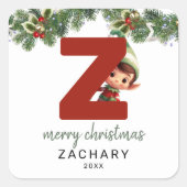 キッズイニシャルZクリスマス スクエアシール (正面)