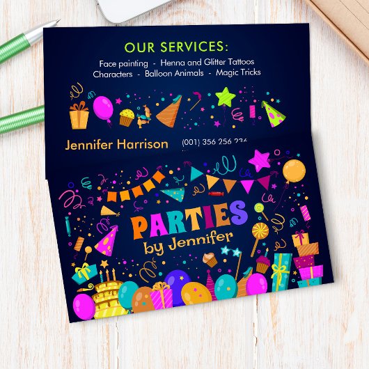 キッズイベントプランナーカラフルお洒落- Cartoon 名刺