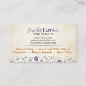 キッズイベントプランナー – スケッチと水彩 名刺 (裏面)