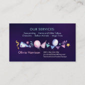 キッズイベントプランナー – バイオレット上の水彩画 名刺 (裏面)