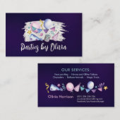 キッズイベントプランナー – バイオレット上の水彩画 名刺 (正面/裏面)