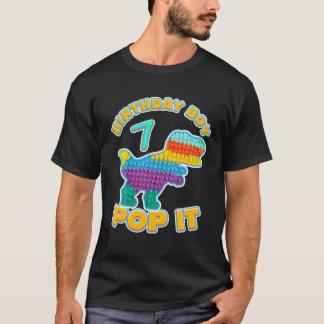 キッズイポップ・アートのット7歳誕生日ボーイディーノゲーマーP Tシャツ