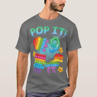 キッズイポップ・アートのット9誕生日少年9歳Tディノ Tシャツ