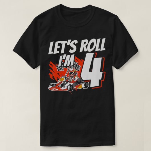 キッズイム4レース転がは4歳の誕生日をKart Tシャツ (デザイン正面)