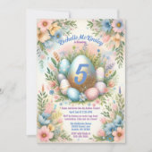 キッズイースターエッグ狩り春誕生日パーティー 招待状 (正面)