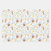 キッズイースターバニー鶏ミックスイースターパターン ラッピングペーパーシート (正面)