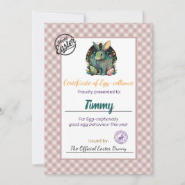 キッズイースターパーソナライズされたエッグセランス証明書 招待状