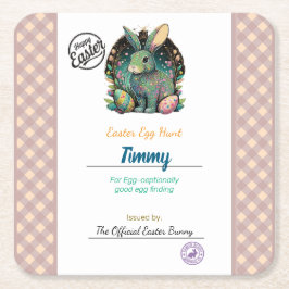 キッズイースターパーソナライズされたエッグセラーンス スクエアペーパーコースター