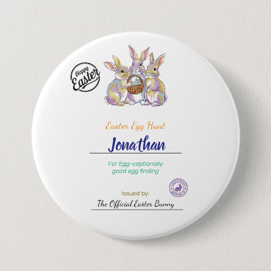 キッズイースターパーソナライズされたエッグセラーンス 缶バッジ (正面)