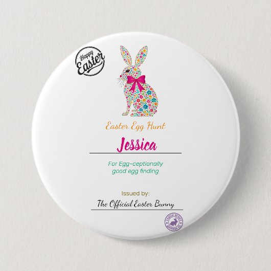キッズイースターパーソナライズされたエッグセラーンス 缶バッジ (正面)