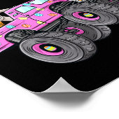 キッズイースターラビットライディングモンスタートラックおもしろい女の子 ポスター (角)