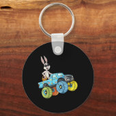 キッズイースターラビットライディングモンスタートラックおもしろい少年G キーホルダー (裏面)