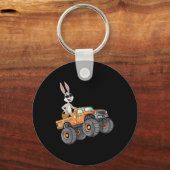 キッズイースターラビットライディングモンスタートラックおもしろい少年G キーホルダー (正面)