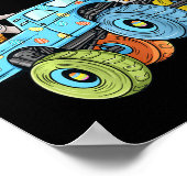 キッズイースターラビットライディングモンスタートラックおもしろい少年G ポスター (角)