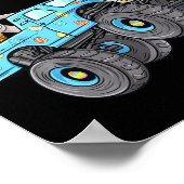 キッズイースターラビットライディングモンスタートラックおもしろい少年G ポスター (角)