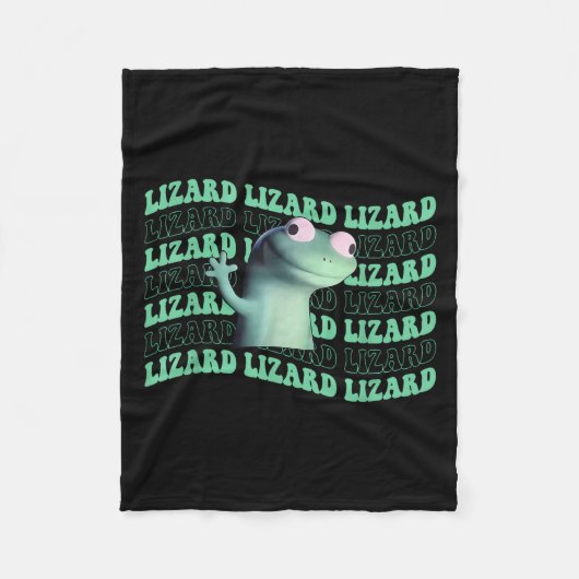キッズウおもしろいェイルドコア動物Groovy Lizard L フリースブランケット (正面)