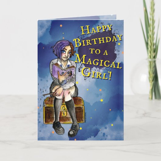 キッズウィッ10代のチガールガートゥーンガートゥーンウォーター誕生日 カード (正面)