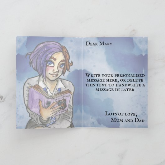 キッズウィッ10代のチガールガートゥーンガートゥーンウォーター誕生日 カード (内部)