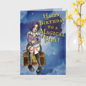 キッズウィッ10代のチガールガートゥーンガートゥーンウォーター誕生日 カード (黄色い花)