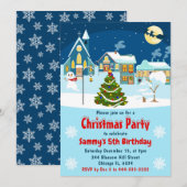 キッズウィンタークリスマスビレッジバースデーパーティー 招待状 (正面/裏面)