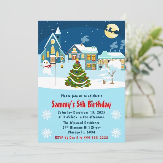 キッズウィンタークリスマスビレッジバースデーパーティー 招待状 (スタンド正面)