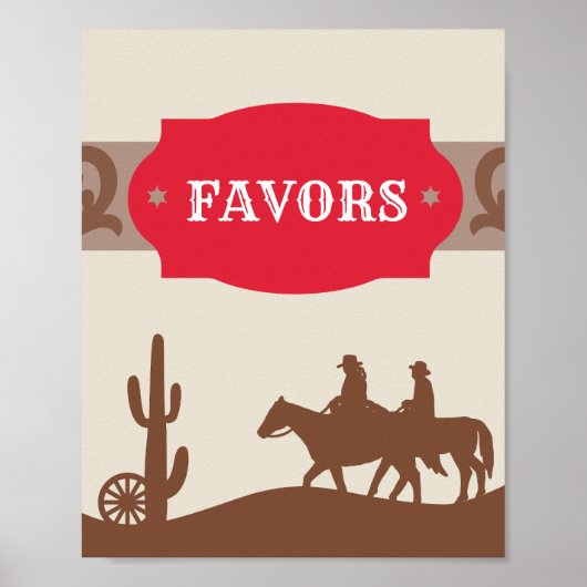 キッズウエスタンレッドパーティーフェイスサイン ポスター (正面)