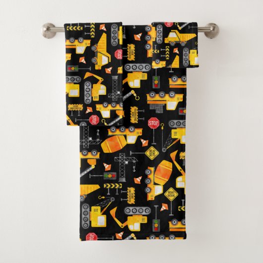 キッズウォータカラー建築車のパターン バスタオルセット (インサイチュ)