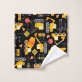 キッズウォータカラー建築車のパターン バスタオルセット (ウォッシュタオル)