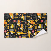 キッズウォータカラー建築車のパターン バスタオルセット (ハンドタオル)