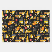 キッズウォータカラー建築車のパターン ラッピングペーパーシート (正面3)