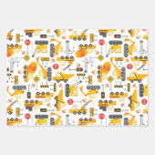 キッズウォータカラー建築車のパターン ラッピングペーパーシート (正面)