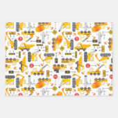 キッズウォータカラー建築車のパターン ラッピングペーパーシート (正面3)