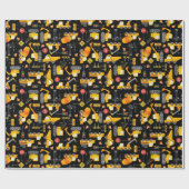 キッズウォータカラー建築車のパターン ラッピングペーパー (フラット)