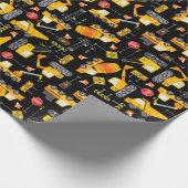 キッズウォータカラー建築車のパターン ラッピングペーパー (角)