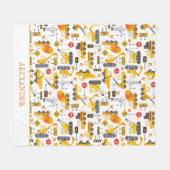 キッズウォータカラー建築車パーソナライズされた フリースブランケット (正面(横))