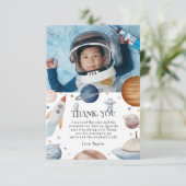 キッズウォーターカラーアウタースペース誕生日パーティー サンキューカード (スタンド正面)