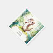 キッズウォーターカラーオッター誕生日 スタンダードカクテルナプキン (角)