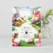 キッズウォーターカラーキャンディランド誕生日 招待状 (スタンド正面)