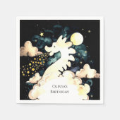 キッズウォーターカラードラゴン誕生日 スタンダードカクテルナプキン (正面)