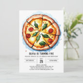 キッズウォーターカラーピザ誕生日 招待状 (スタンド正面)