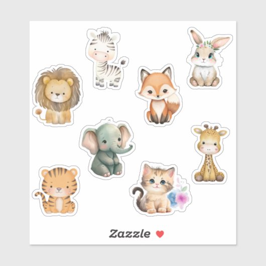 キッズウォーターカラー動物 シール (シート)