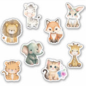 キッズウォーターカラー動物 シール (正面)