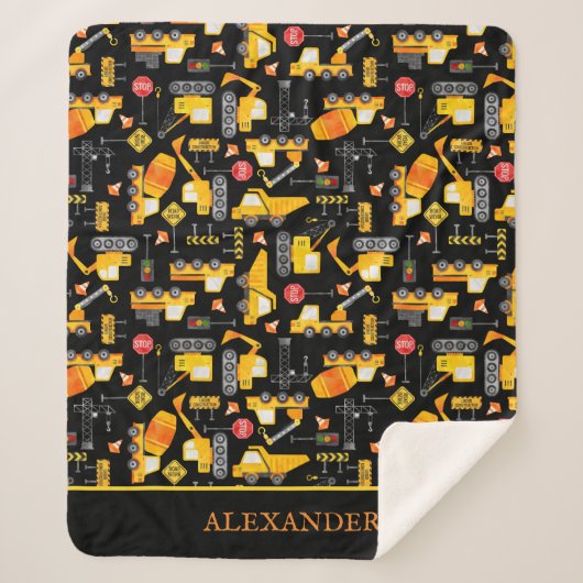 キッズウォーターカラー建築パーソナライズされた車 シェルパブランケット (正面)