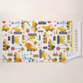 キッズウォーターカラー建築パーソナライズされた車 ビーチタオル (正面)