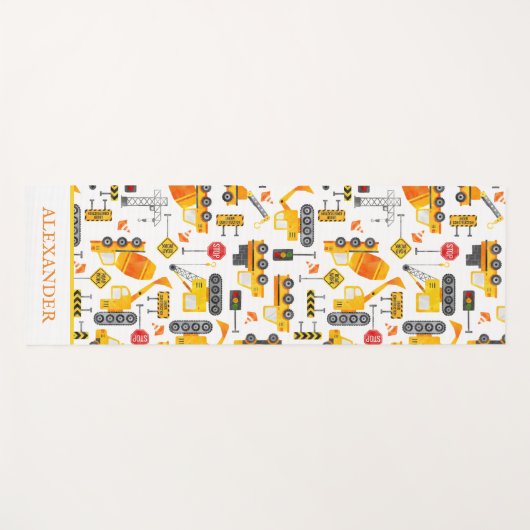 キッズウォーターカラー建築パーソナライズされた車 ヨガマット (正面(横))